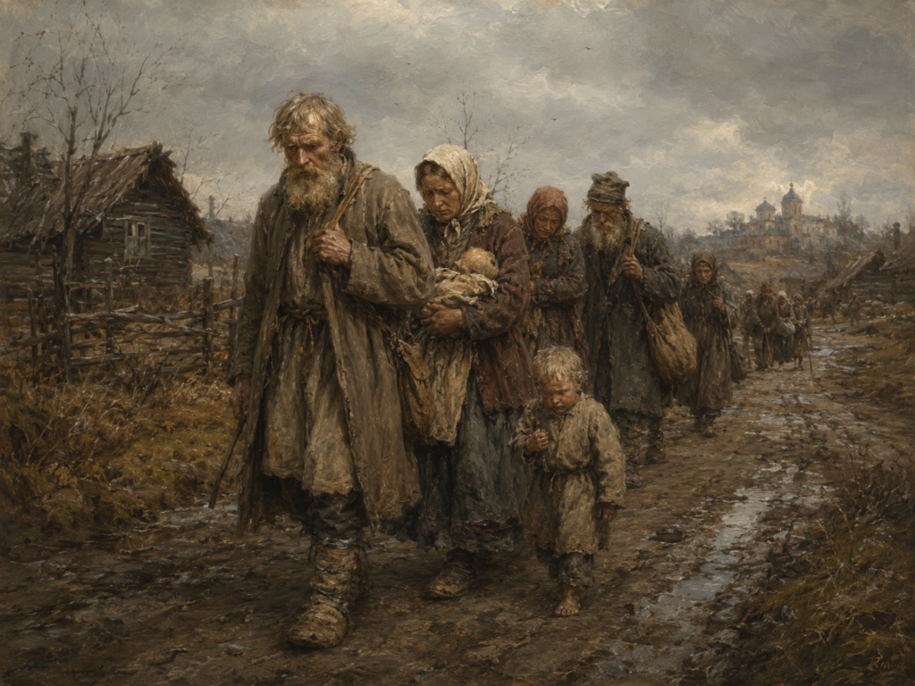 Russian serfdom as a historical form of slavery and hereditary bondage.
